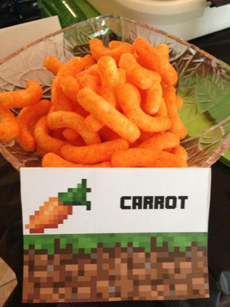 Minecraft Carrot Sign Tent for snacks treats food Birthday Party 