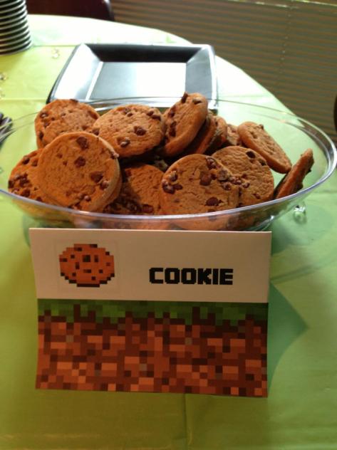 Minecraft Birthday Party Cookie snacks treats food