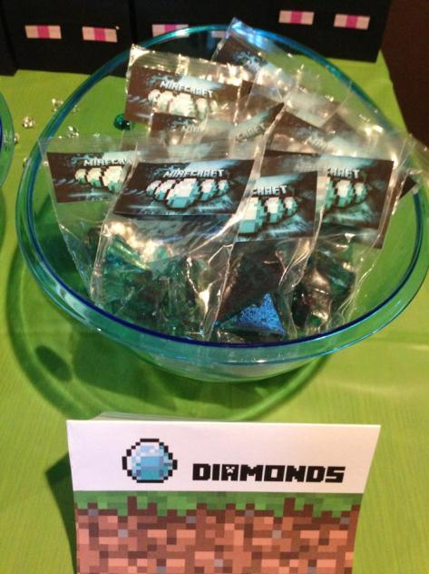 Minecraft Diamonds Rock Candy party favor