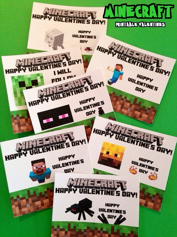 Printable Minecraft Valentines Day Cards - just print & cut! :) #minecraft #minecraftvalentine #valentine