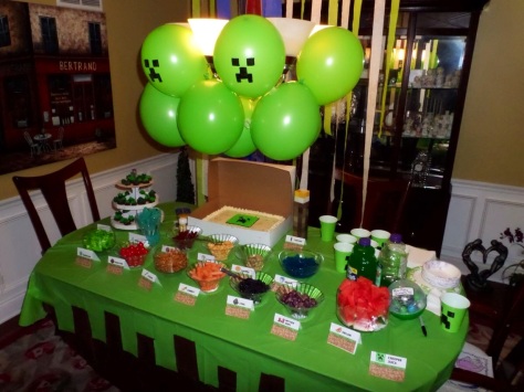 minecraft party table set up