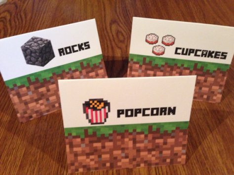 minecraft popcorn hot dogs cupcakes food tent signs party ideas