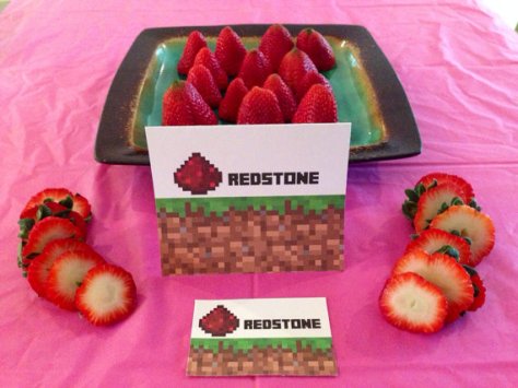 minecraft redstone birthday party food ideas
